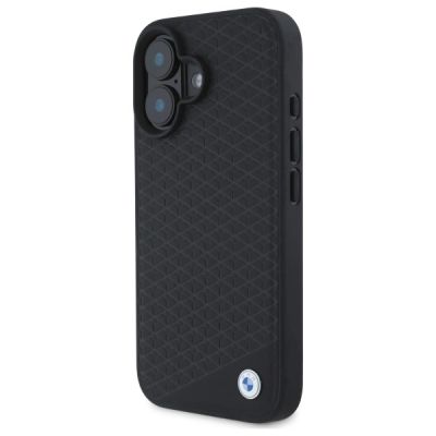 2. BMW Sign Leather Diamond Metal Logo MagSafe-Hülle für iPhone 16 – Schwarz
