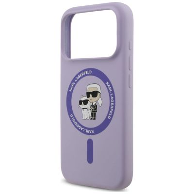 6. Karl Lagerfeld Silicone Karl&Choupette Ring MagSafe Hülle für iPhone 18 Pro / 17 Pro – violett