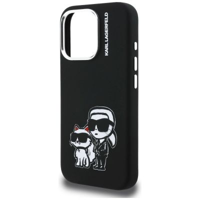 6. Karl Lagerfeld Silikon-Hülle Karl&Choupette Sketch MagSafe für iPhone 16 Pro – Schwarz
