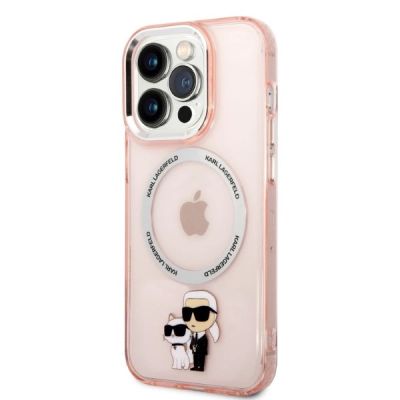 2. Karl Lagerfeld Iconic Karl&Choupette MagSafe Hülle für iPhone 14 Pro Max – Pink