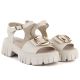 3. Damen-Ledersandalen mit Plateau und Verzierungen, beige, Vinceza 26-79611
