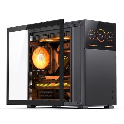 32. Jonsbo D41 Screen ATX-Gehäuse, gehärtetes Glas – Schwarz