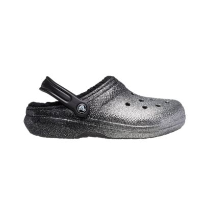 Crocs Classic Glitzer-Clogs, silberfarbene Flip-Flops - 205842-067