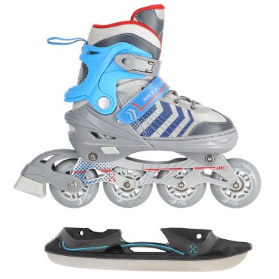 15. NH18192 4-in-1 GRAU-BLAU GRÖSSE L (39-43) ROLLSCHUHE MIT HOCKEY-ÄRMEL NILS EXTREME