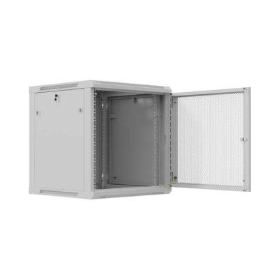 6. LANBERG 19" 12U 600X600 GRAUER WANDMONTIERTER RACK-SCHRANK MIT PERFORIERTEN TÜREN (FLAT PACK)