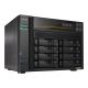 9. NAS Asustor AS6808T; Tower; 8x (3,5" SATA HDD/ 2,5" SSD); AMD Ryzen Embedded V3C14; 16 GB ECC DDR5 SODIMM (max. 64 GB), 2x 10GbE, 2x 5GbE, 4x M.2 2280 NVMe PCIe 4.0, 2x USB 4.0, 2x USB 3.2 Gen, 1x optionale 10GbE-Karte