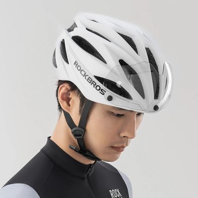 12. Rockbros Fahrradhelm mit Visier, abnehmbarer UV-Brille, Unisex, glänzend – Weiß