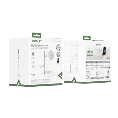6. Acefast E39 Qi2.2 25W 4-in-1 Kabelloses Tischladegerät für Smartphone, Smartwatch und Kopfhörer mit Nachtlicht – Weiß