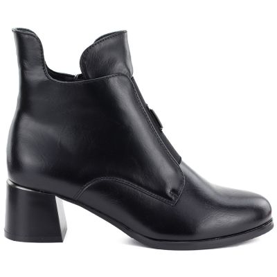 2. Gefütterte Damen-Ankle-Boots mit Blockabsatz, schwarz, Potocki SZ12868
