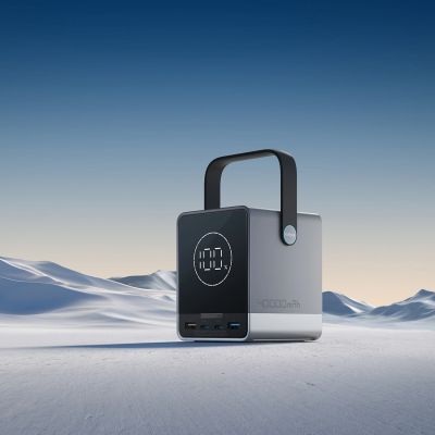 12. Cuktech Powerbank 300W 40000mAh mit kabelloser Ladefunktion, 2x USB-C + 2x USB-A - Schwarz