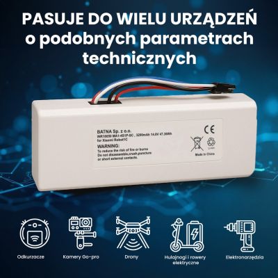 15. Akku Xiaomi Robot 1C P1904-4S1P-MM, 3200mAh, 47.36Wh, STYTJ01ZHM Mijia 1C P1904-4S1P-MM (Dreame MC1808)