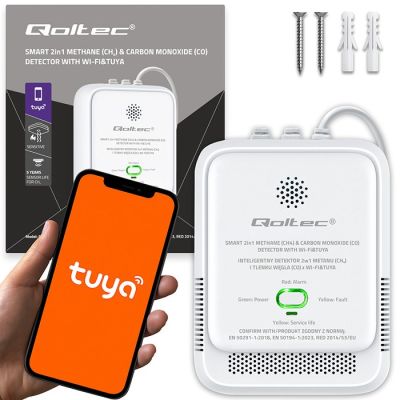 7. QOLTEC Erdgas- und Kohlenmonoxid-Leckagesensor | TUYA | WLAN | 85 dB Alarm | LED
