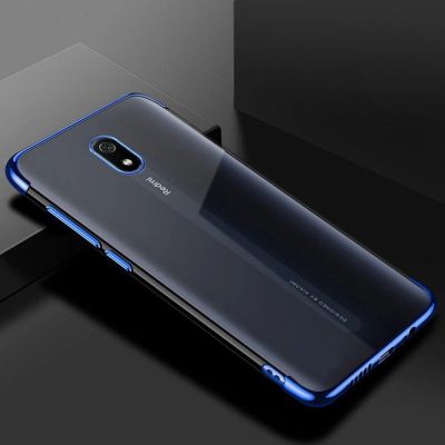 2. Clear Color Silikon Gel Electroplating frame Handyhülle Schutzhülle für Xiaomi Redmi 8A blau