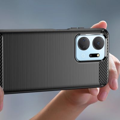 5. Carbon Case Hülle für Honor Play 40 Plus / Honor X7a flexible Silikon-Carbon-Hülle schwarz