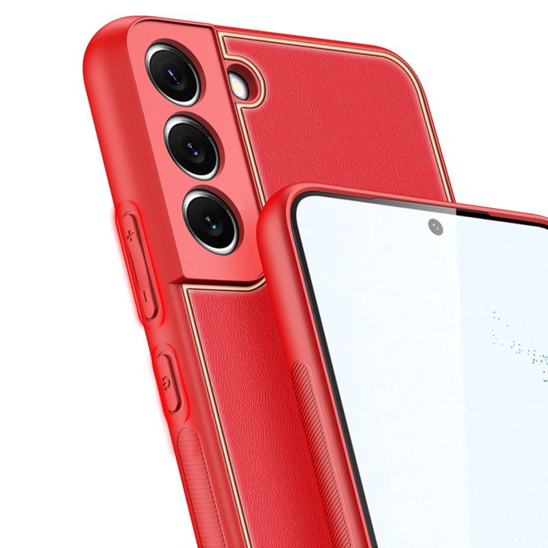 7. Dux Ducis Yolo elegante Hülle aus ökologischem Leder für Samsung Galaxy S22+ (S22 Plus) rot