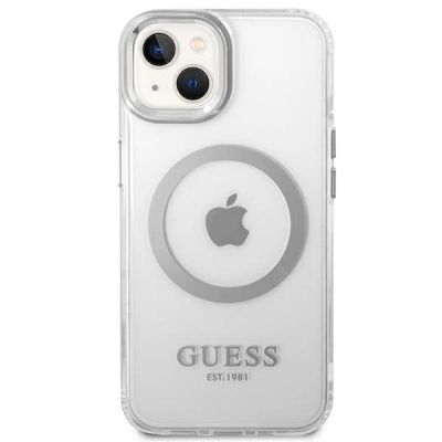 3. Guess GUHMP14SHTRMS iPhone 14 6,1" srebrny/silver hard case Metal Outline Magsafe