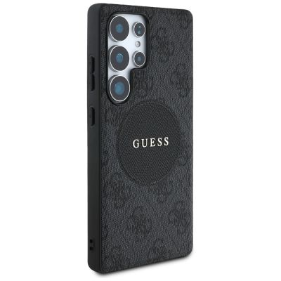 4. Guess 4G Round Patch Classic Logo MagSafe Hülle für Samsung Galaxy S25 Ultra schwarz