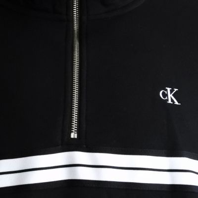 3. Calvin Klein Fleece-Kapuzenpullover mit Reißverschluss und Logo-Band, Schwarz - LZ04RE285G-UB1