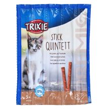 TRIXIE Stick Quintett Premio Lamm- und Putensticks – ein Leckerbissen für Katzen – 5 x 5 g