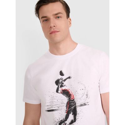 4. Herren-T-Shirt mit Volleyball-Print, Größe 4F 4FRAW25TTSHM3318-10S