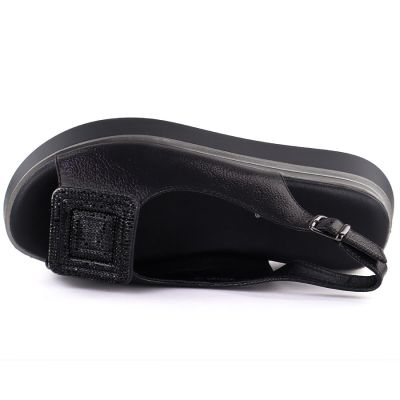 3. Schwarze Damensandalen mit dickem Plateau, Modell Potocki SZ12590