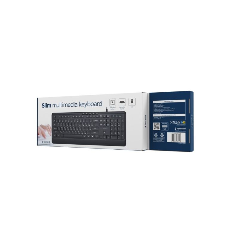 5. GEMBIRD Kabelgebundene Multimedia-Tastatur, schlank, 5 Tasten mit Hotkeys, russisches Layout, schwarz
