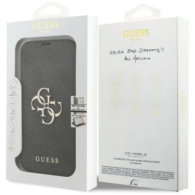 7. Guess Book 4G Metall-Logo-Hülle für iPhone 18 Pro / 17 Pro – Schwarz