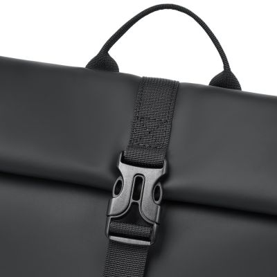 23. Rivacase Eden Rucksack, Roll-Up-Rucksack, Schwarz, Polyester, Gewachstes Leder (zum Hochziehen)