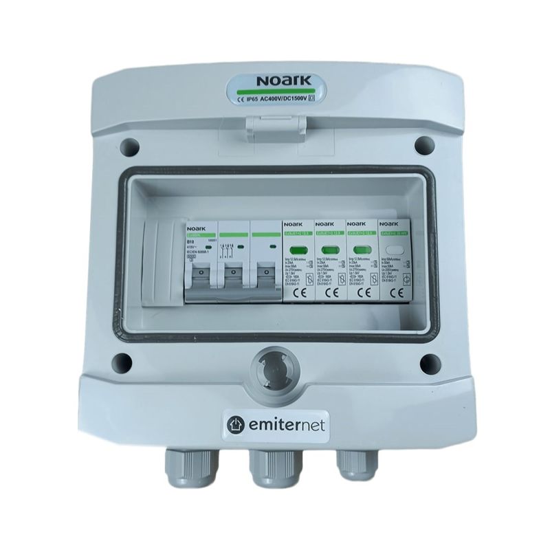 Hermetische IP65 EMITER-Wechselstromanschlussverteileranlage mit Wechselstromüberspannungsableiter Noark Typ 1+2, 10 A 3-F