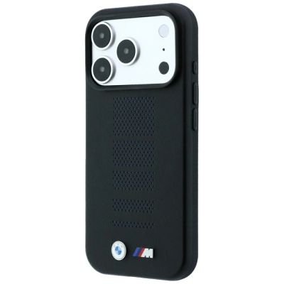 2. BMW M Blue Perfo Metal Logo MagSafe Hülle für iPhone 18 Pro / 17 Pro - Schwarz