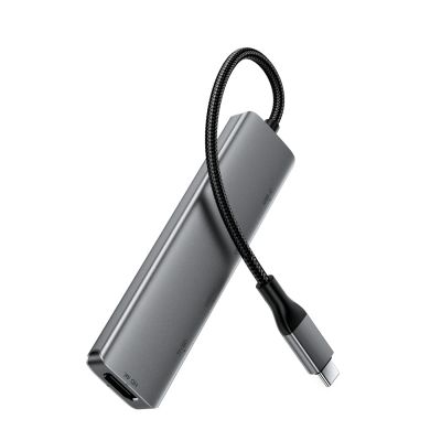 3. Acefast J18 USB-Hub USB-C 6-in-1 HDMI 4K 60Hz PD90W Dockingstation – Grau