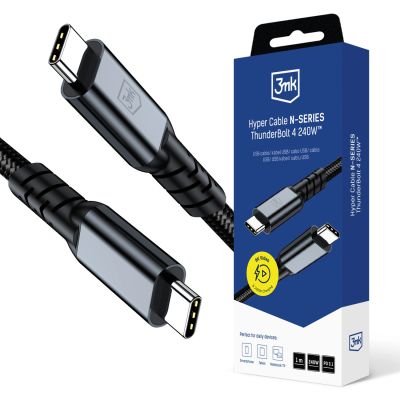 3mk Hyper Cable N-SERIES Thunderbolt 4 USB-C / USB-C 1m 48V/5A 40Gb/s 240W 8K60Hz - schwarz