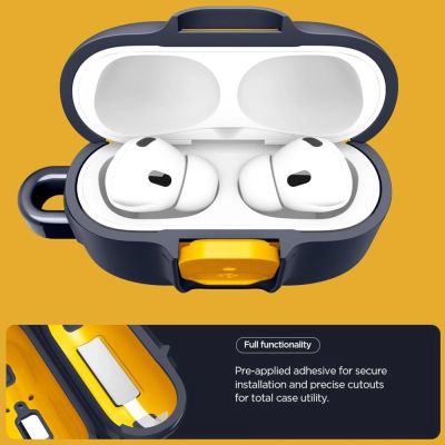5. Spigen Nano Pop Hülle für AirPods Pro 3 – Marineblau und Gelb
