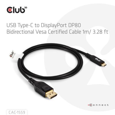 3. USB-C auf DP 1M/M/M CAC-1559 Club3D Kabel