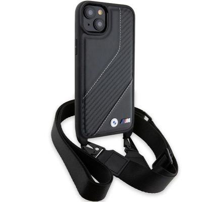 3. BMW M Edition Carbon Stripe & Strap Hülle für iPhone 15 Plus / 14 Plus – Schwarz