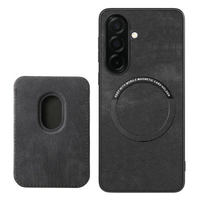 3. Samsung Galaxy A57 5G Schutzhülle aus Kunstleder mit abnehmbarem Kartenhalter, MagSafe-kompatibel – Schwarz