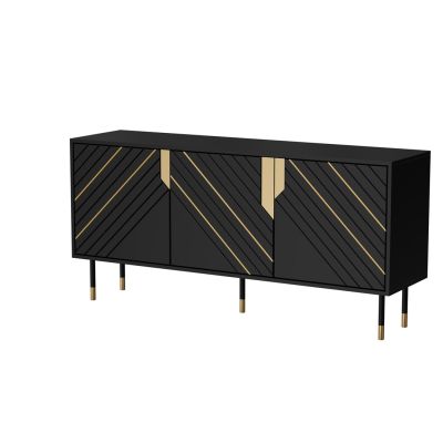 3D MOUNTAIN Kommode 154x40x72 schwarz + gold