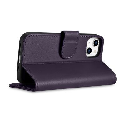 7. iCarer Wallet Case 2in1 Cover iPhone 14 Plus Anti-RFID Leder Flip Case Dunkellila (WMI14220727-DP)