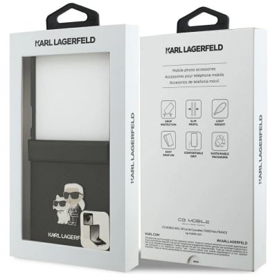 8. Karl Lagerfeld Saffiano Karl&Choupette Pin Case für Samsung Galaxy Z Flip 7 - Schwarz