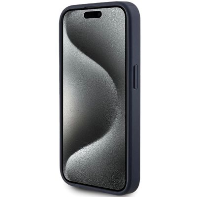 5. Guess 4G Triangle Metal Logo Hülle für iPhone 15 Pro – Blau