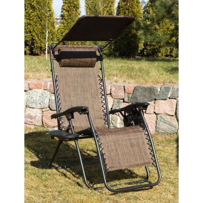 14. Faltbarer Gartenstuhl mit Sonnendach 173 x 52/65 x 110 cm, braun
