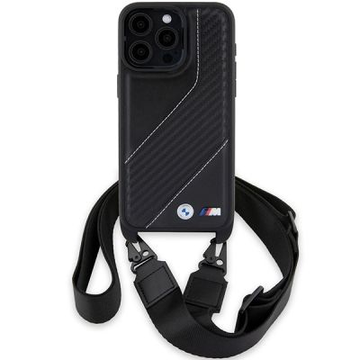 2. BMW M Edition Carbon Stripe & Strap Hülle für iPhone 15 Pro – Schwarz