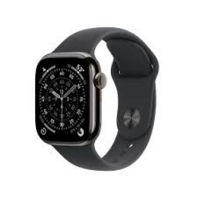 Apple Watch Series 11 GPS + Cellular 42 mm Gehäuse aus schiefergrauem Titan mit schwarzem Sportarmband – M/L
