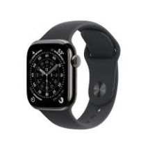 Apple Watch Series 11 GPS + Cellular 42 mm Gehäuse aus schiefergrauem Titan mit schwarzem Sportarmband – M/L
