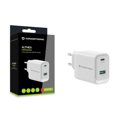 5. Conceptronic ALTHEA20W45 Universelles Ladegerät für Mobilgeräte, Weiß, AC-Schnellladung, Intern