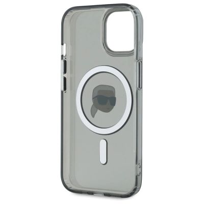 7. Karl Lagerfeld KLHMP15SHLSKIK iPhone 15 6,1" schwarz/schwarzes Hardcase IML Metal Karl Head MagSafe