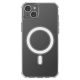Klare magnetische Hülle mit MagSafe für iPhone 14 Plus mit silbernem Ring – transparent