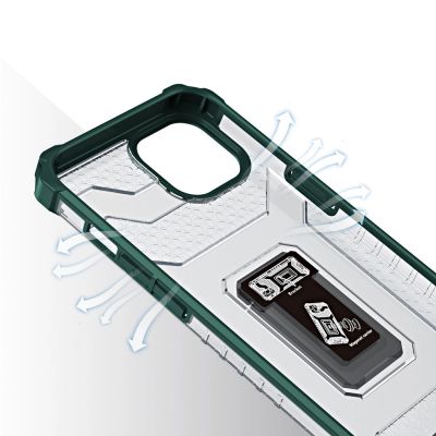 6. Crystal Ring Case robuste Kickstand TPU/PC Panzer Handyhülle Hard Case für iPhone 13 grün