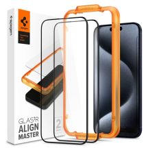 Spigen ALM Glass FC Panzerglas für iPhone 15 Pro – Schwarz 2 Stk.