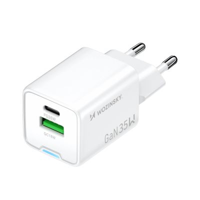 2. Wozinsky WWC-35W GaN USB-A + USB-C Wandladegerät – Weiß